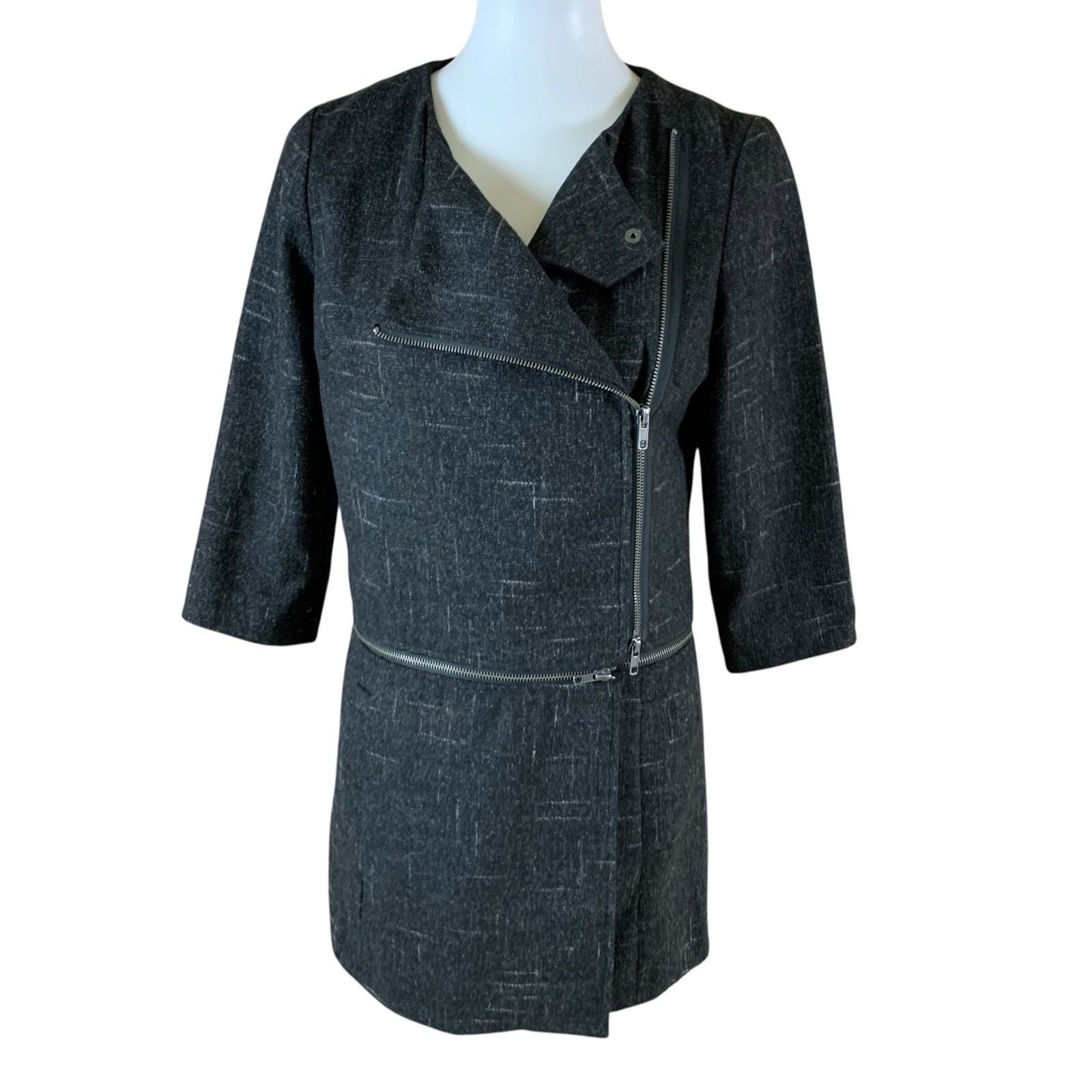 Silence And Noise Moto Jacket Dress Gray Asymmetrical Zip Edgy Style S